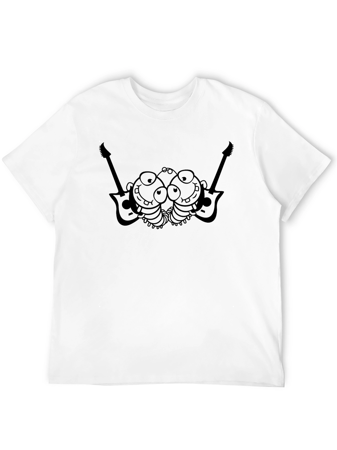 Black T-Shirt with Cartoon Guitar Players