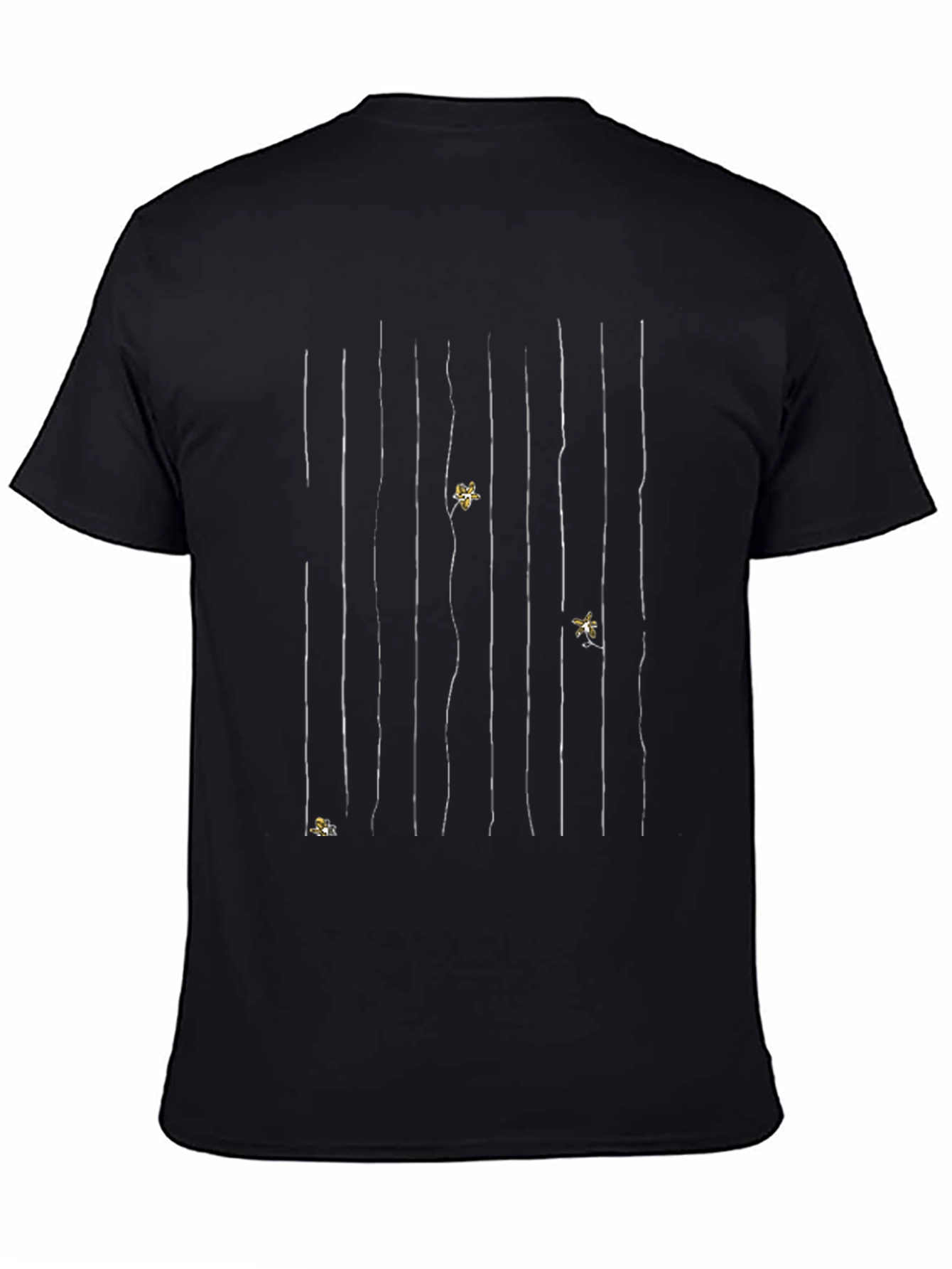 Stylish Black Graphic Tee - Striped Design with Accents