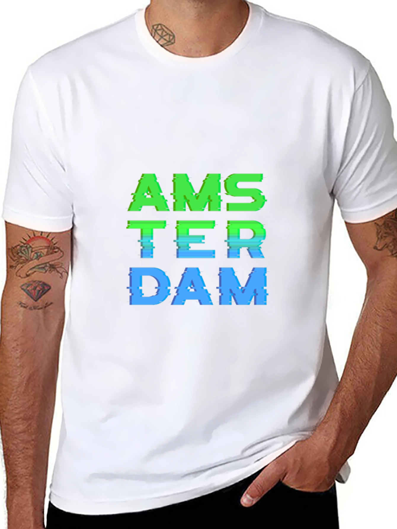 Amsterdam Glitch Graphic Tee - Stylish Casual Wear