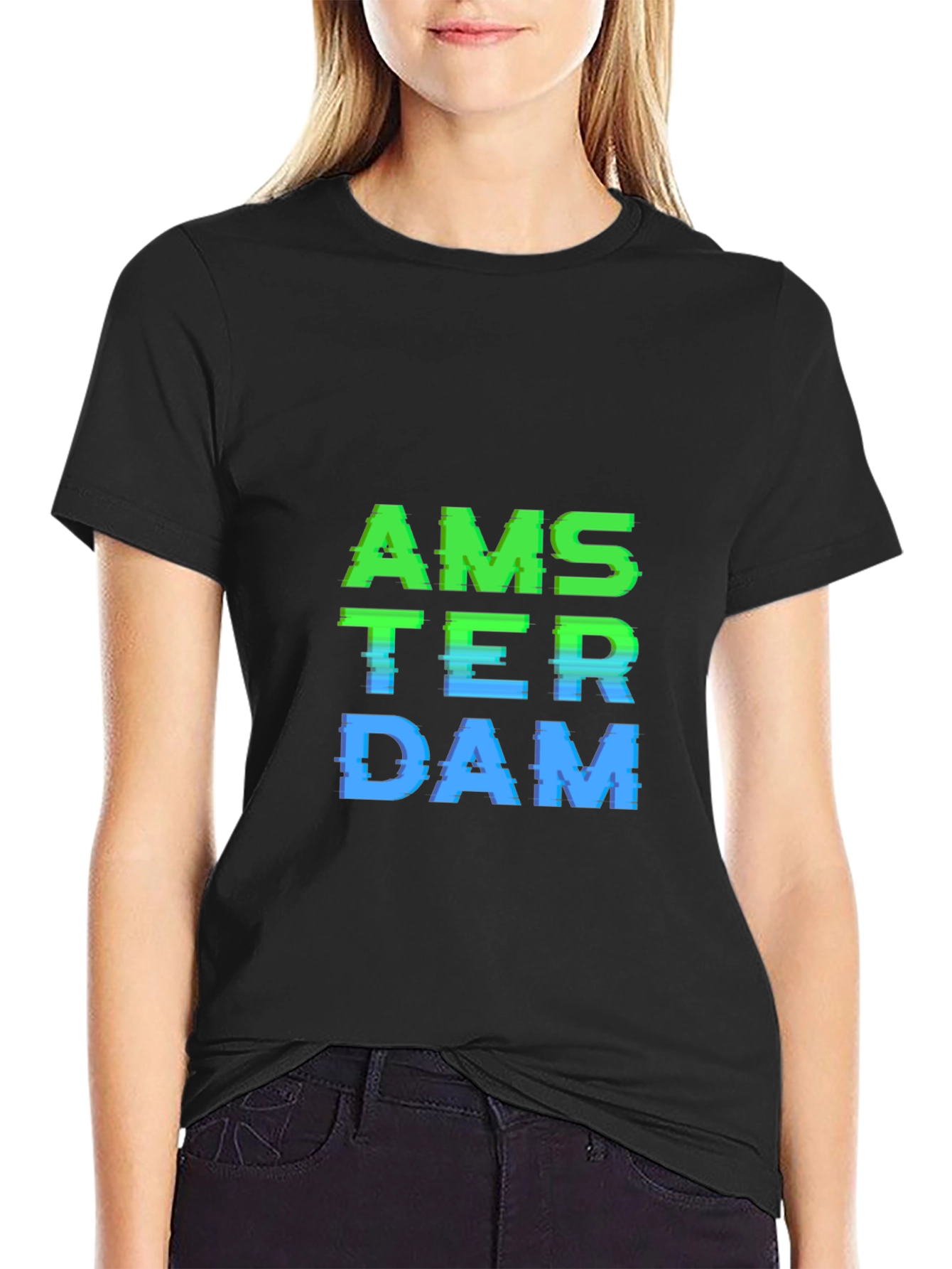 Amsterdam Glitch Graphic Tee - Stylish Casual Wear