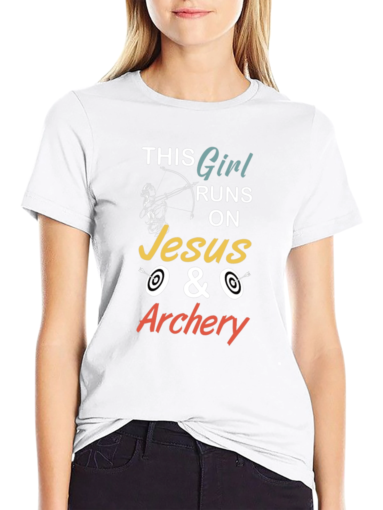 This Girl Runs On Jesus & Archery Graphic T-Shirt