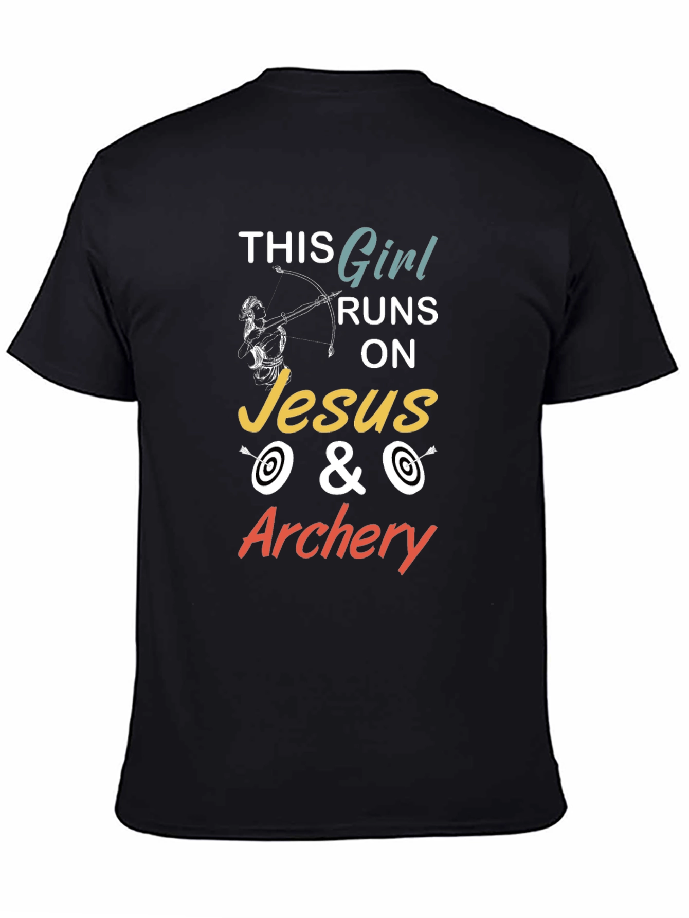 This Girl Runs On Jesus & Archery Graphic T-Shirt