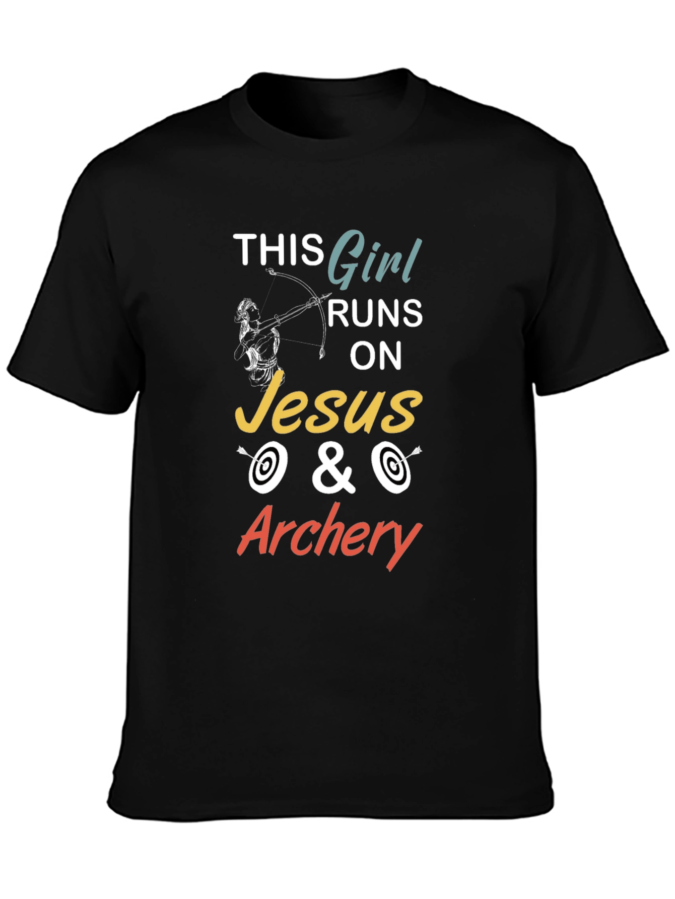 This Girl Runs On Jesus & Archery Graphic T-Shirt
