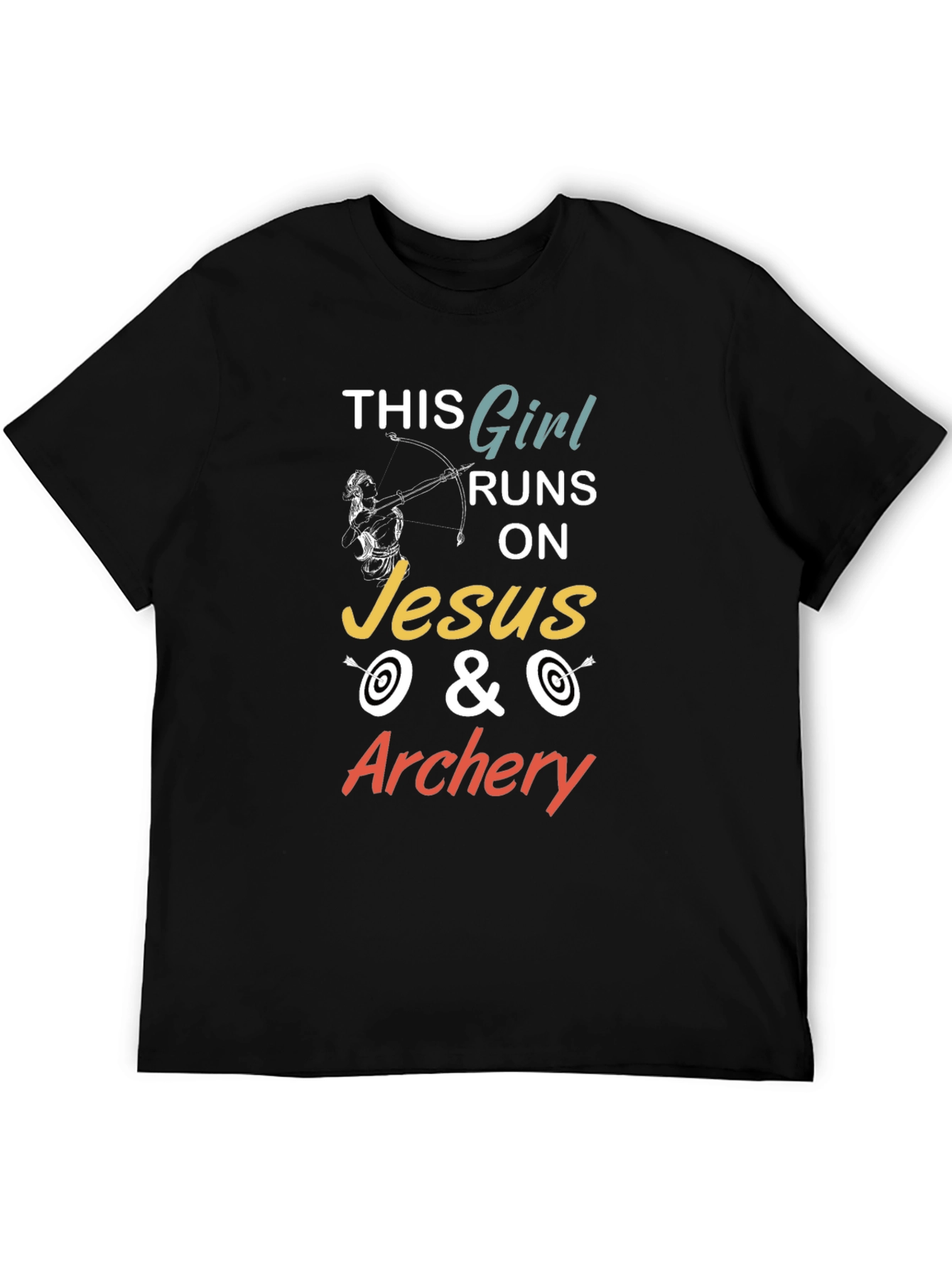 This Girl Runs On Jesus & Archery Graphic T-Shirt