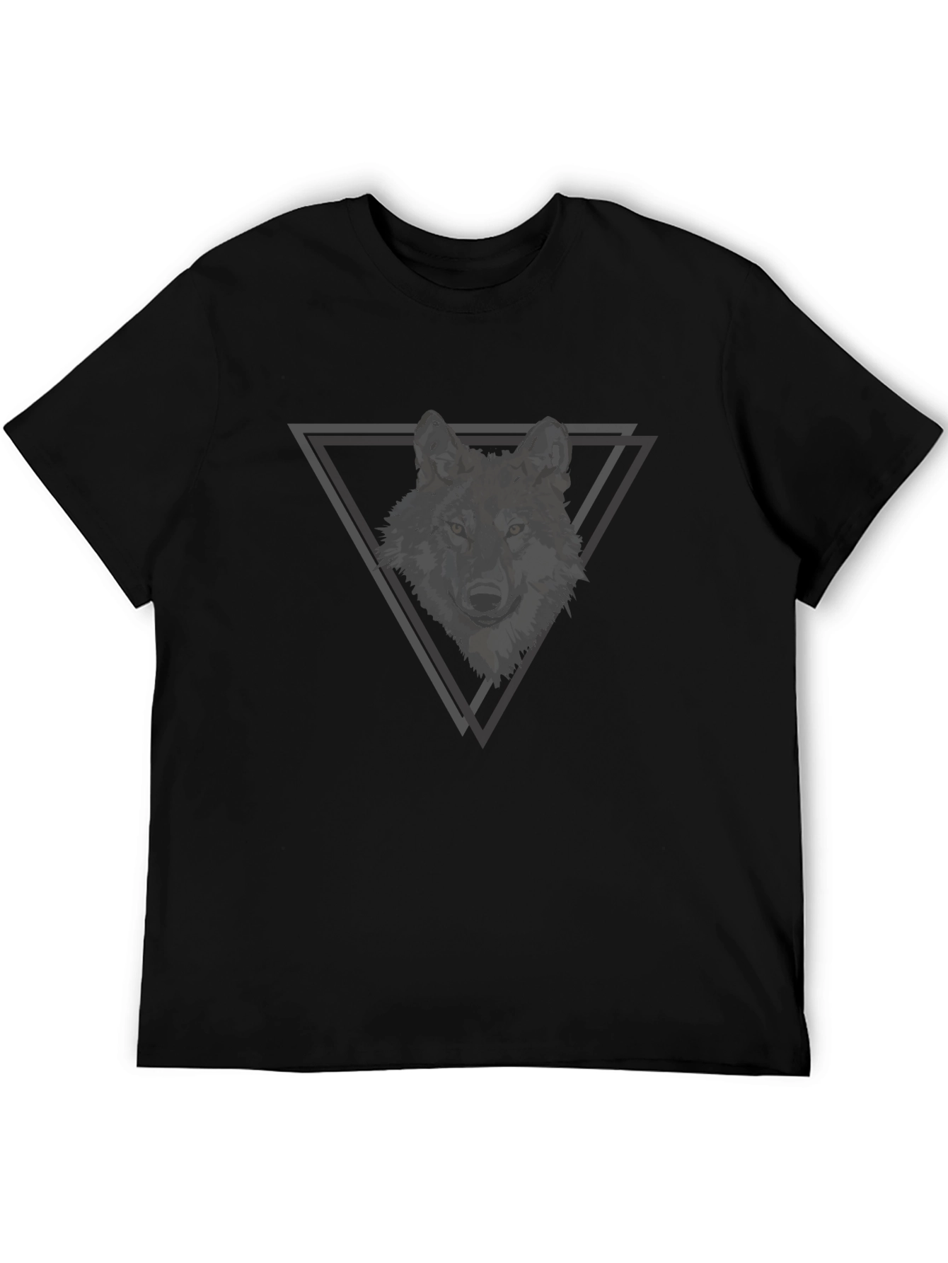 Wolf Triangle Graphic Black T-Shirt
