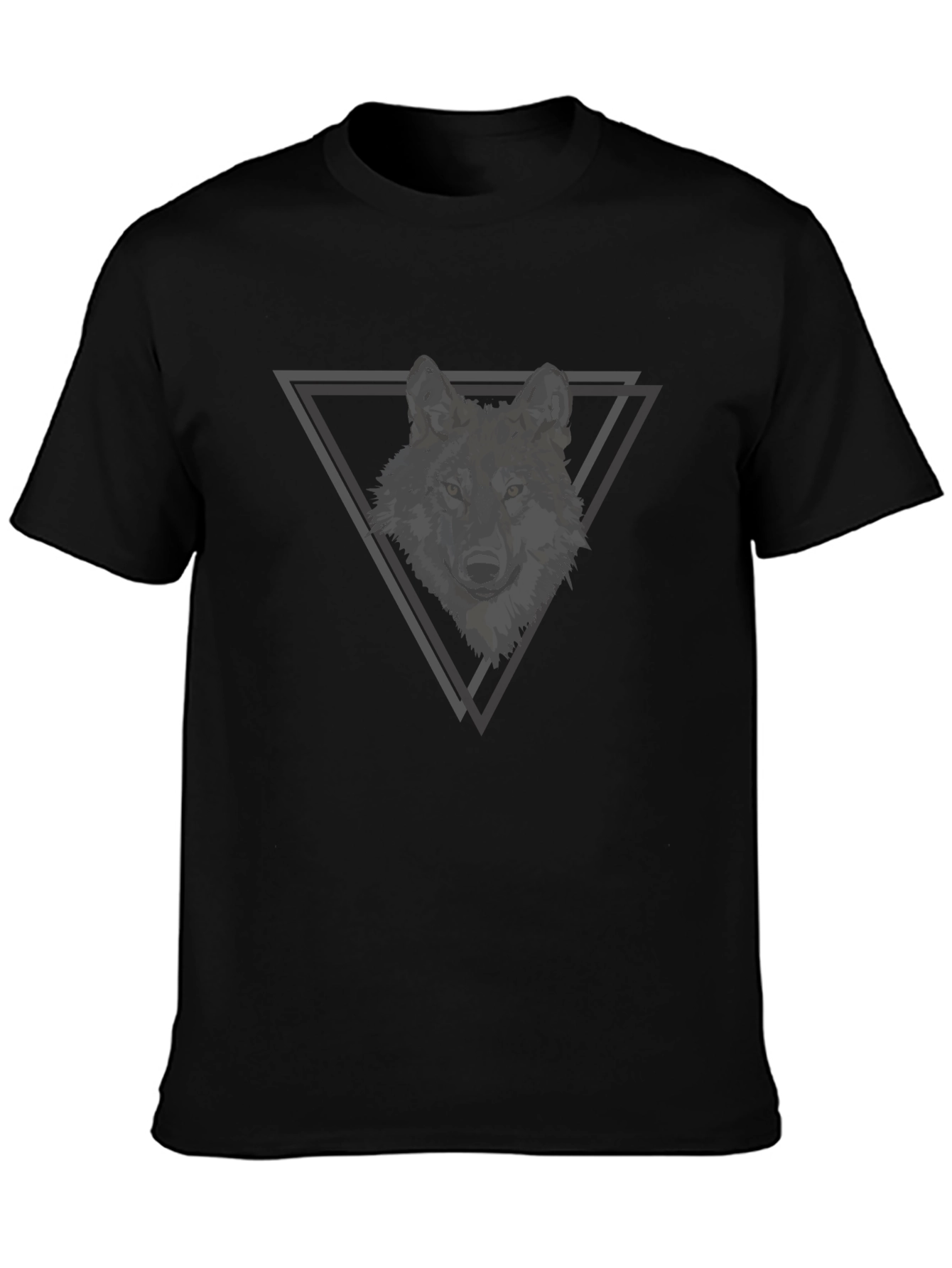 Wolf Triangle Graphic Black T-Shirt