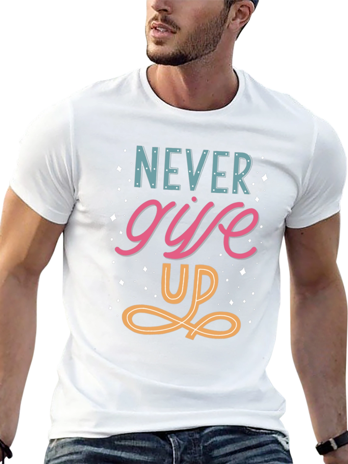 Never Give Up Graphic Tee - Motivational Shirt
