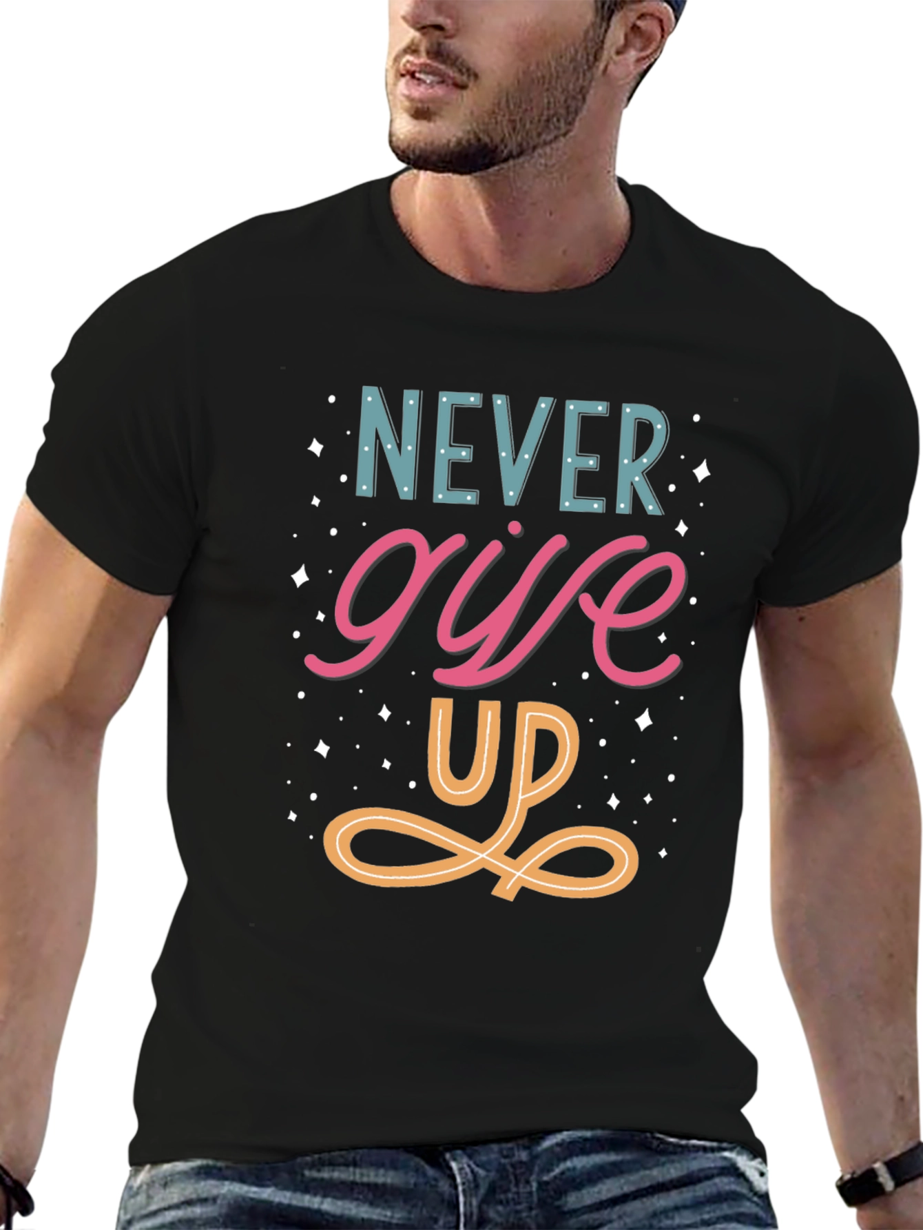 Never Give Up Graphic Tee - Motivational Shirt