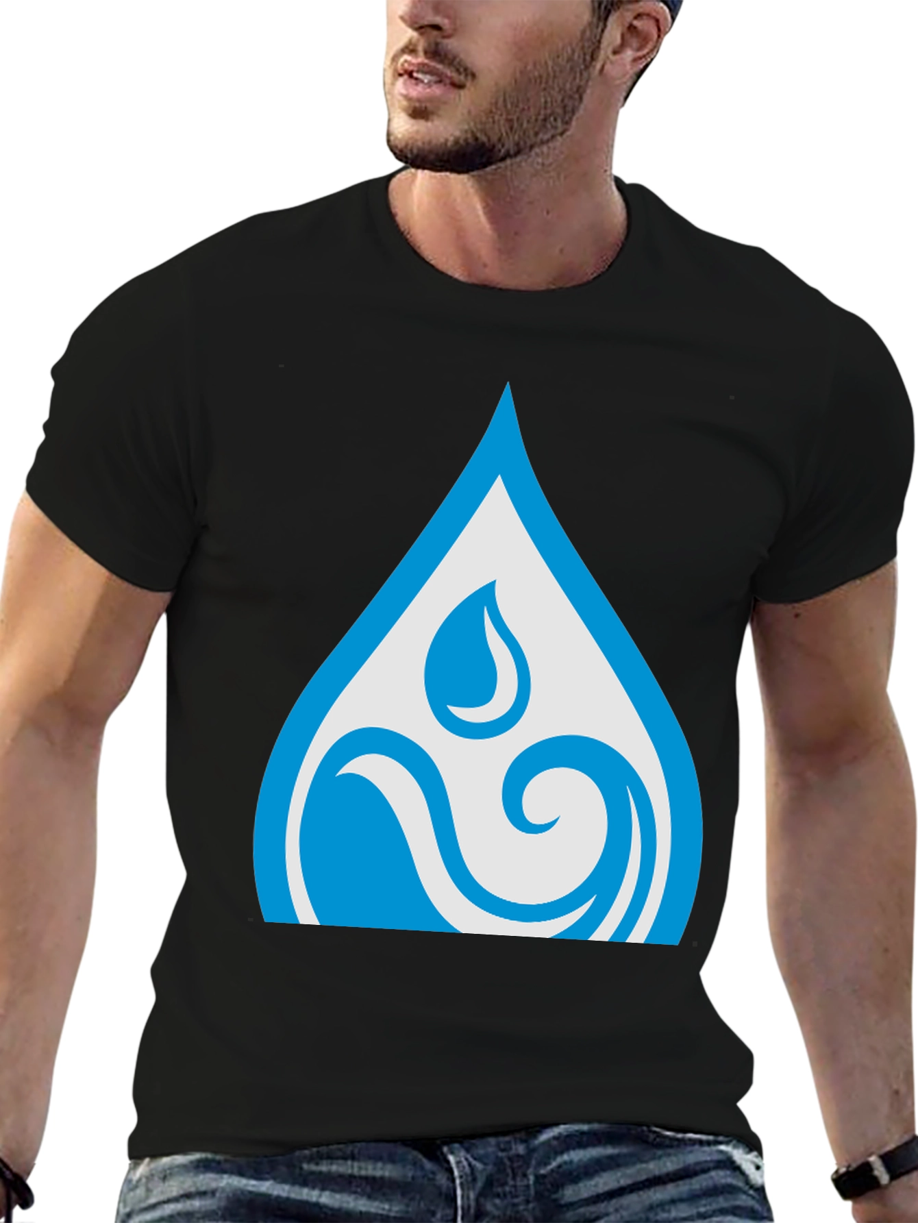 Water Element Black T-Shirt - Stylish & Comfortable
