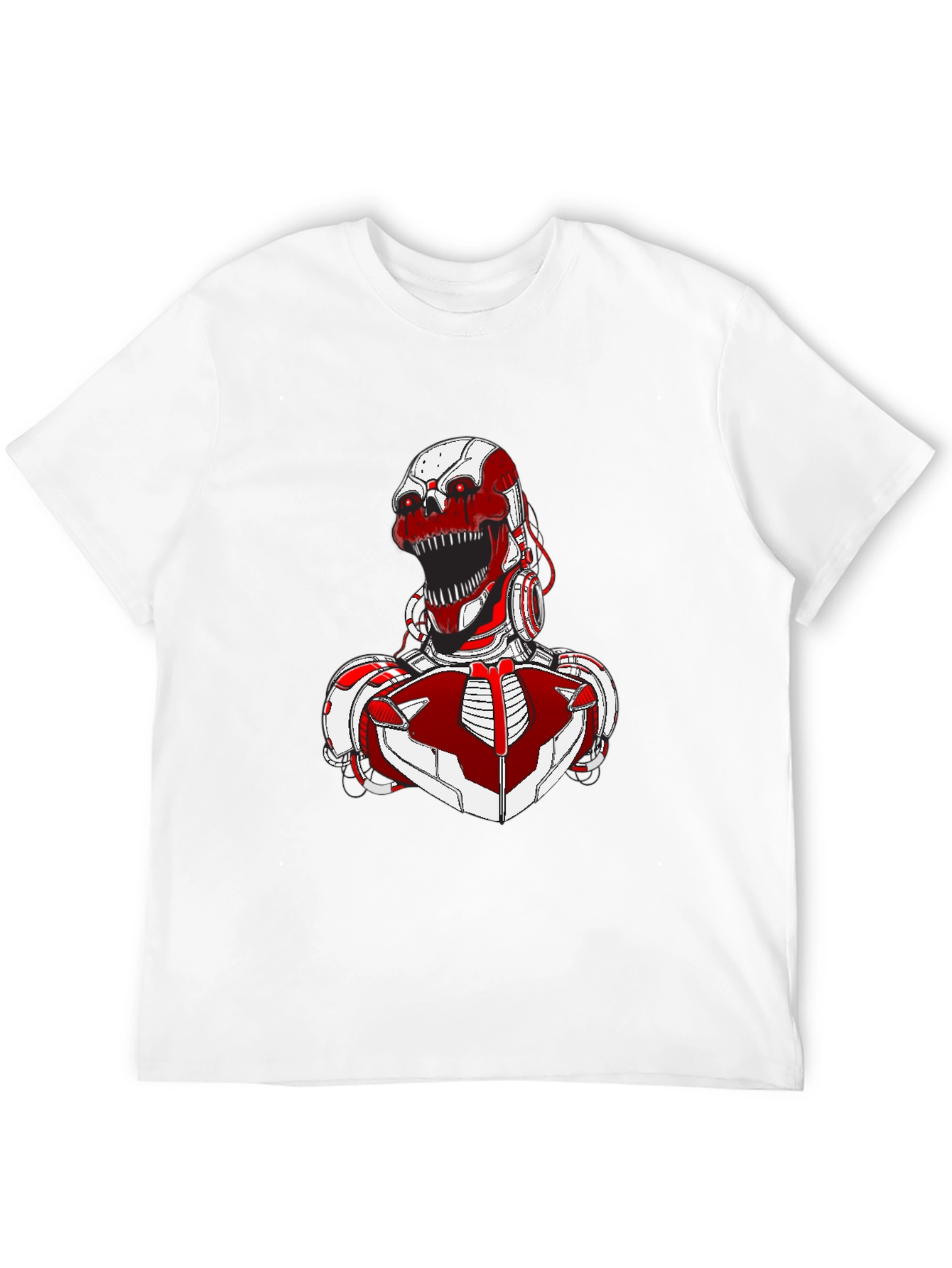 Red Robot Skull Graphic T-Shirt