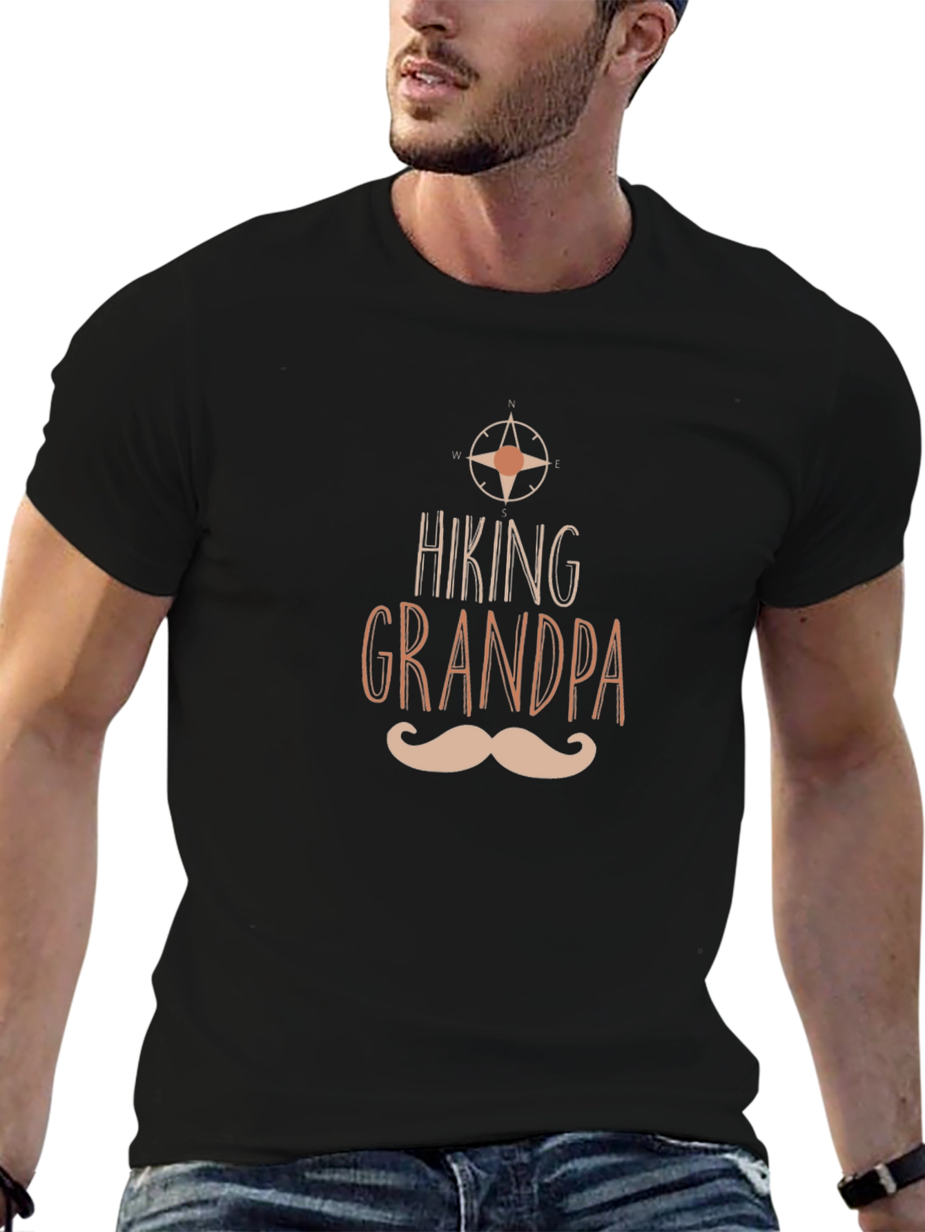 Hiking Grandpa Black T-Shirt