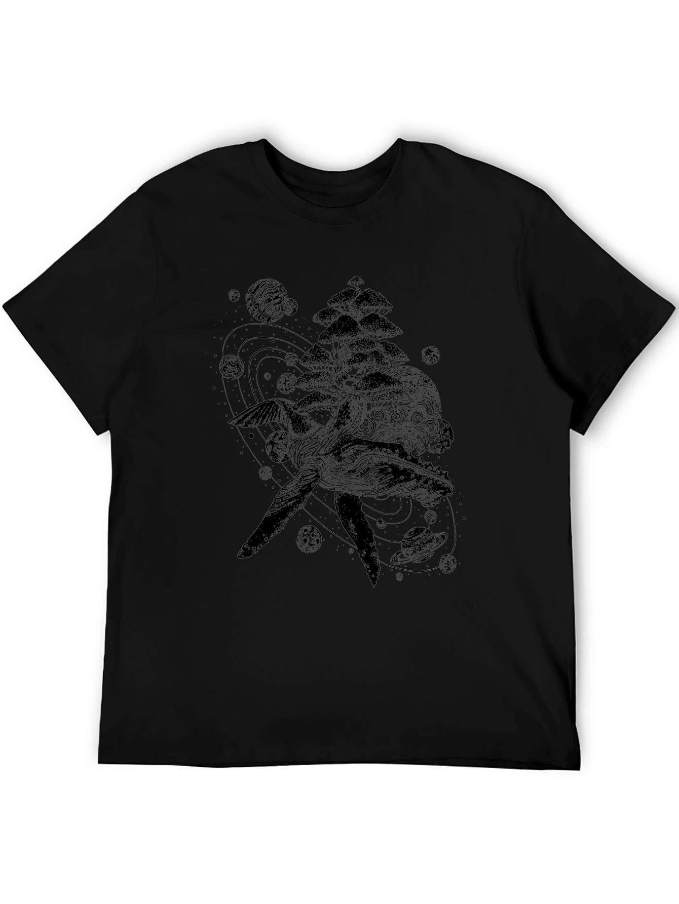 Cosmic Whale Graphic Tee - Black