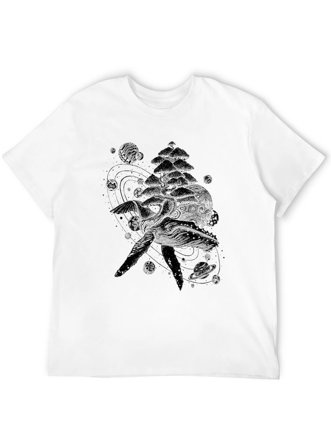 Cosmic Whale Graphic Tee - Black