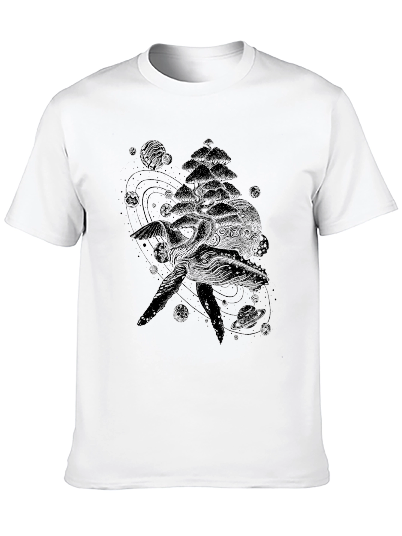 Cosmic Whale Graphic Tee - Black