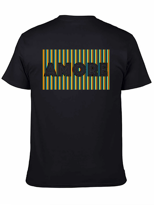 Amore Striped Graphic Tee - Black Casual Shirt
