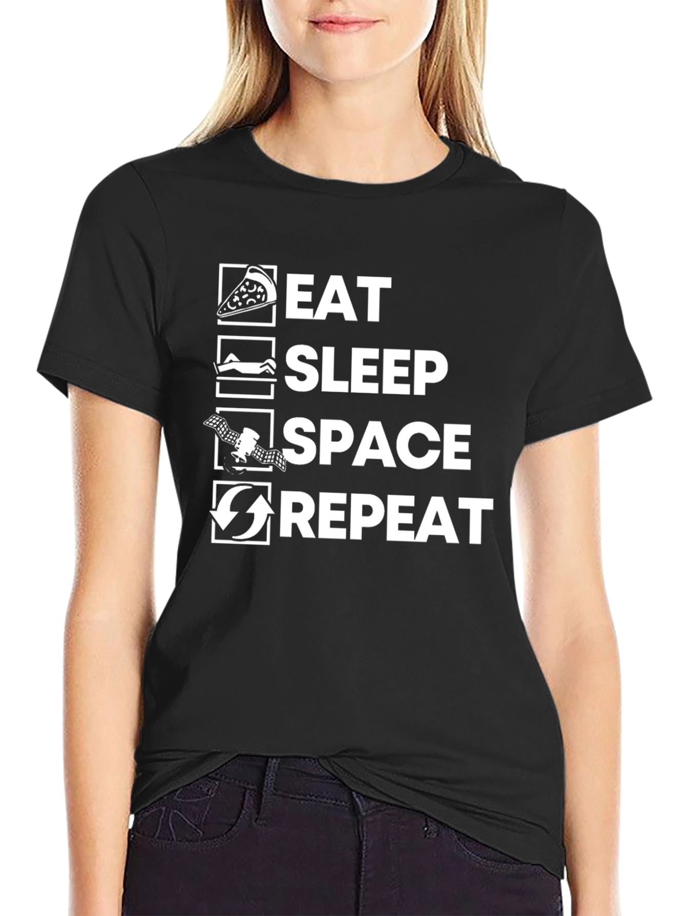 Eat Sleep Space Repeat Graphic Tee - Black
