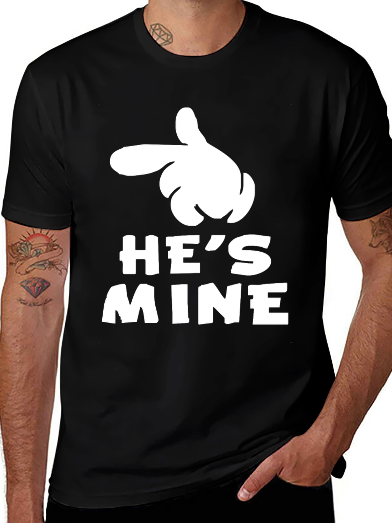 Hes Mine Pointing Hand Graphic T-Shirt
