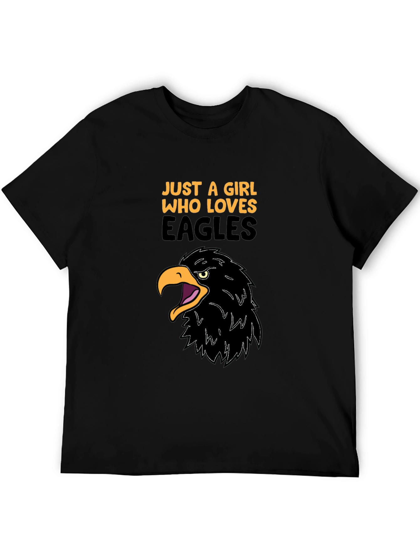 Girl Loves Eagles Graphic Tee - Black