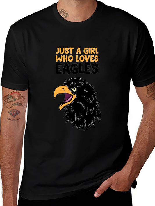 Girl Loves Eagles Graphic Tee - Black