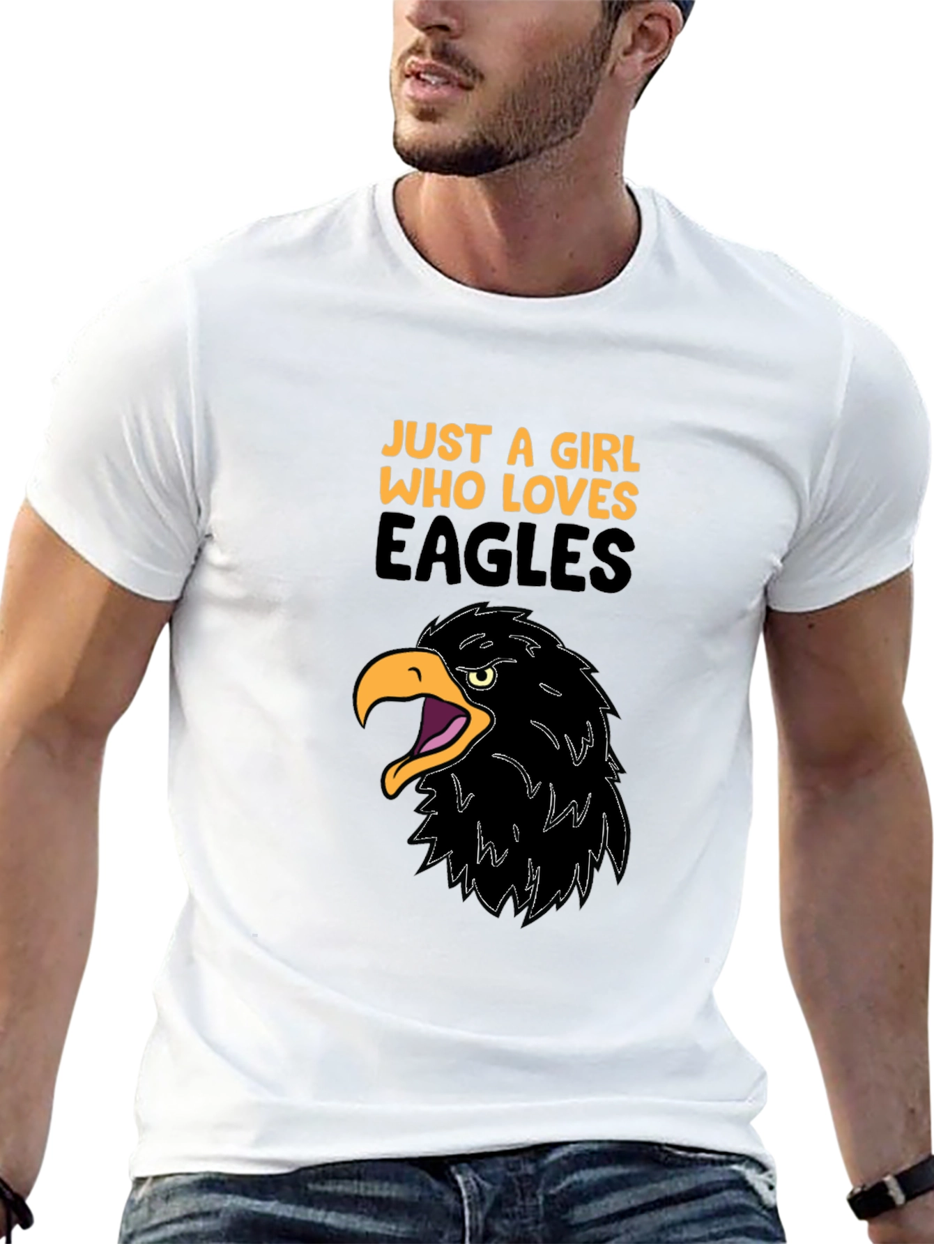 Girl Loves Eagles Graphic Tee - Black