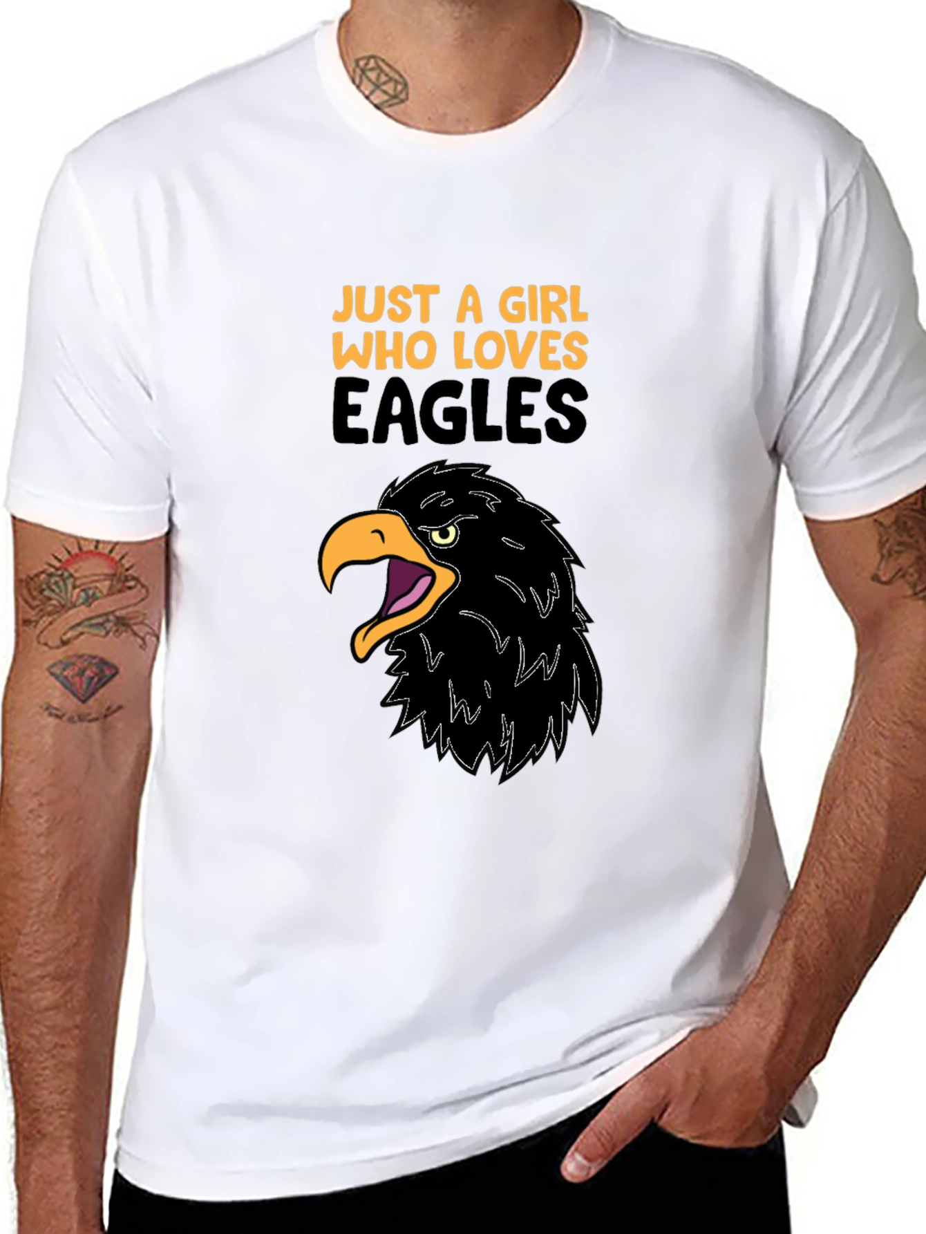 Girl Loves Eagles Graphic Tee - Black