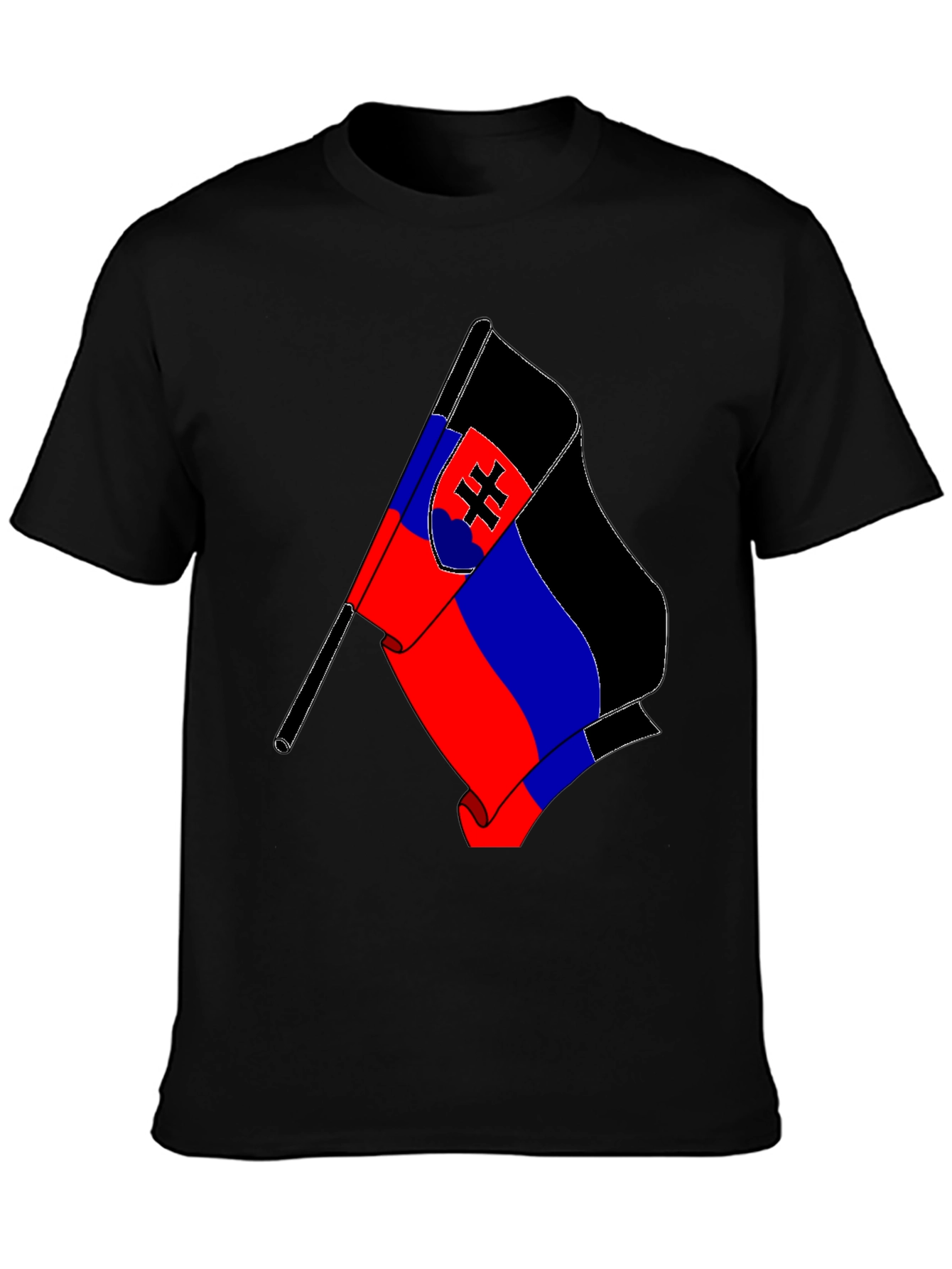 Slovakia Flag T-Shirt - Black Cotton Tee