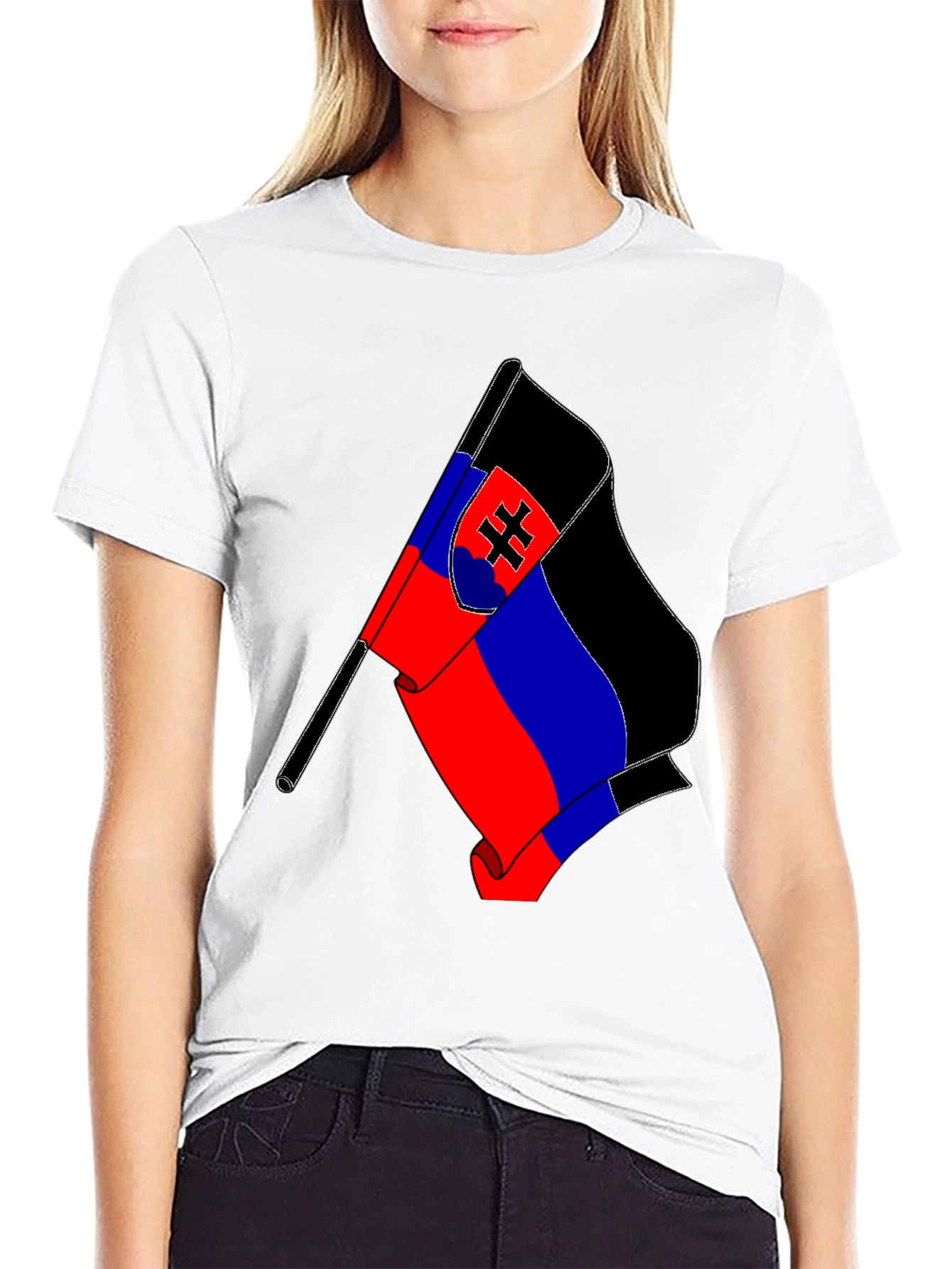 Slovakia Flag T-Shirt - Black Cotton Tee