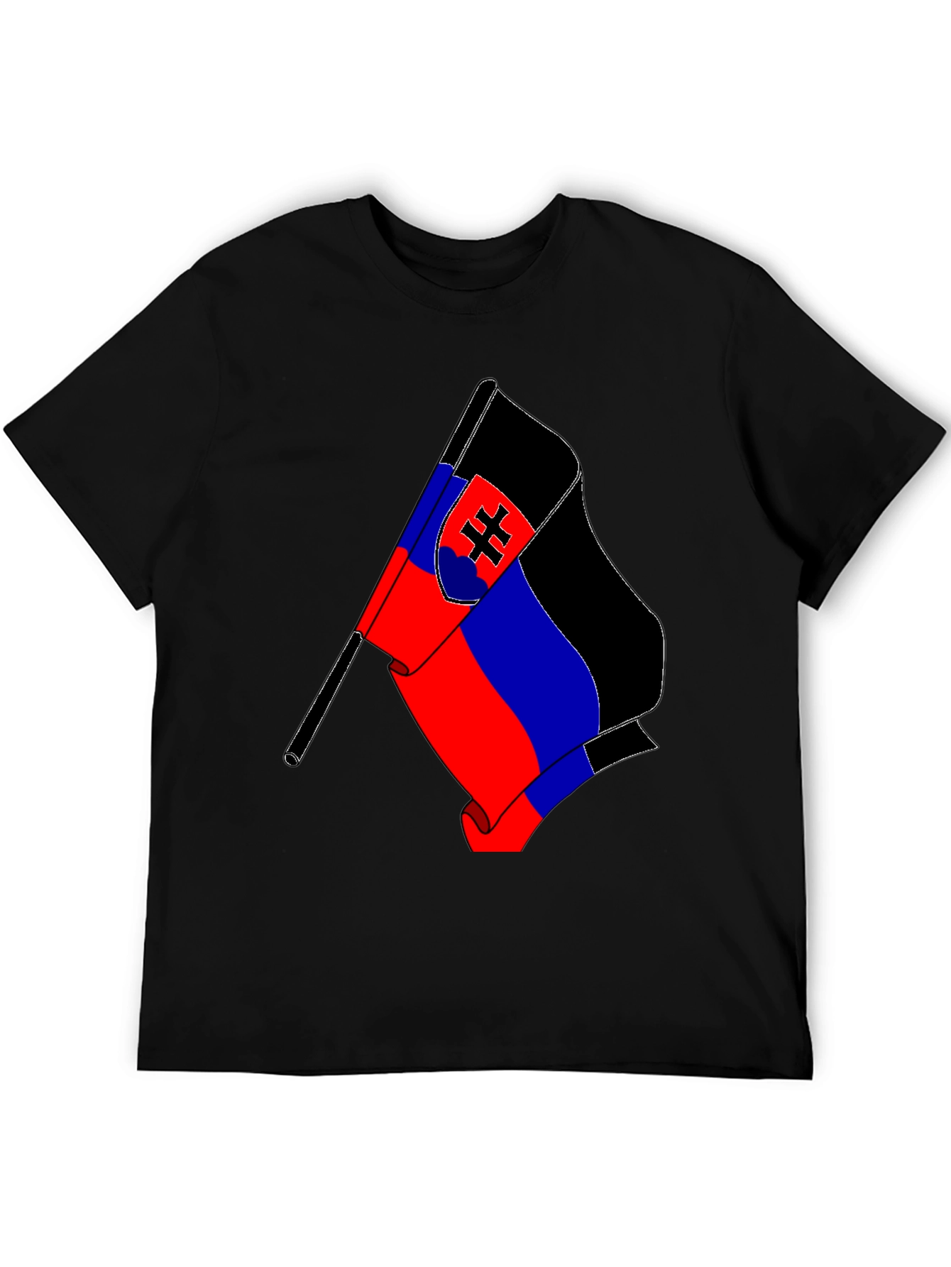 Slovakia Flag T-Shirt - Black Cotton Tee
