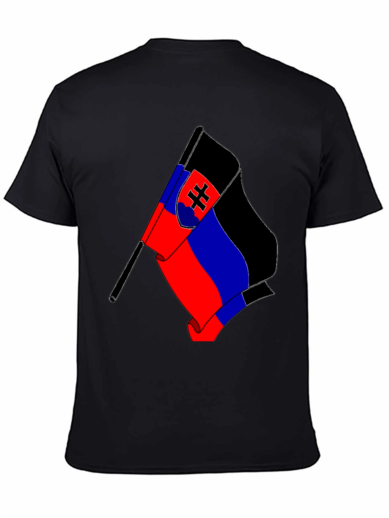 Slovakia Flag T-Shirt - Black Cotton Tee