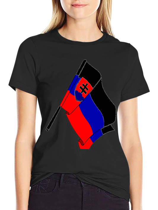 Slovakia Flag T-Shirt - Black Cotton Tee