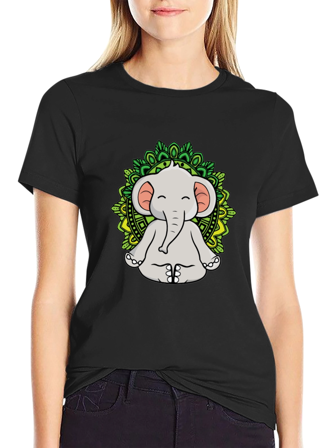 Meditating Elephant Mandala T-Shirt
