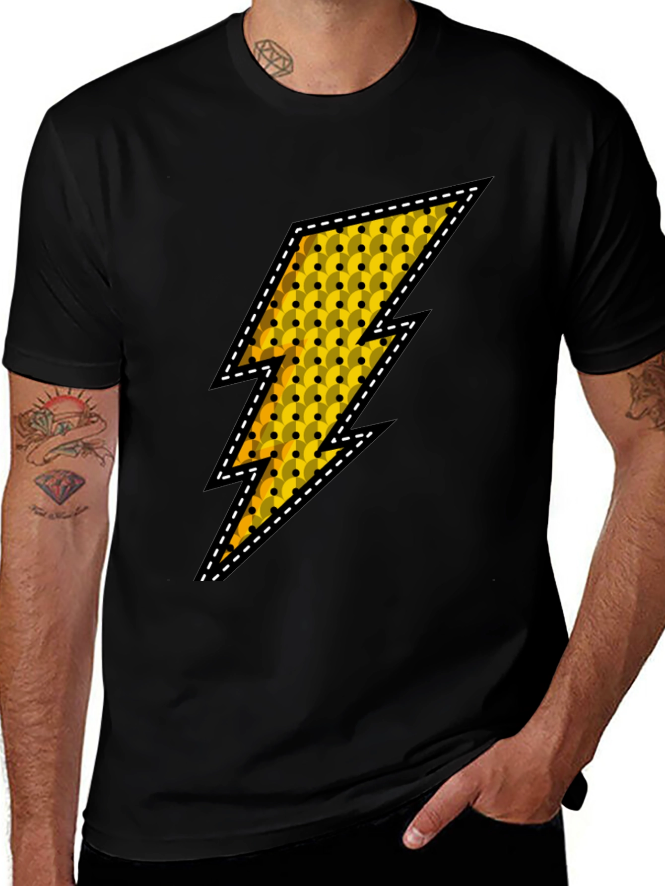 Lightning Bolt Graphic Tee - Black Casual Shirt