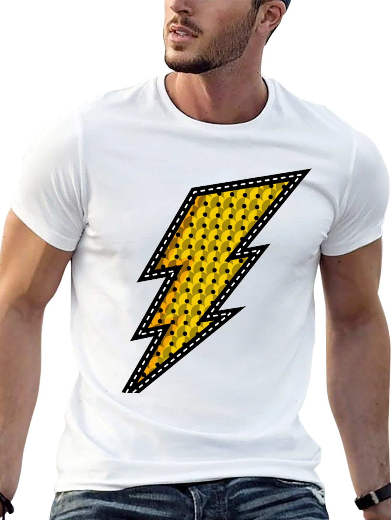 Lightning Bolt Graphic Tee - Black Casual Shirt