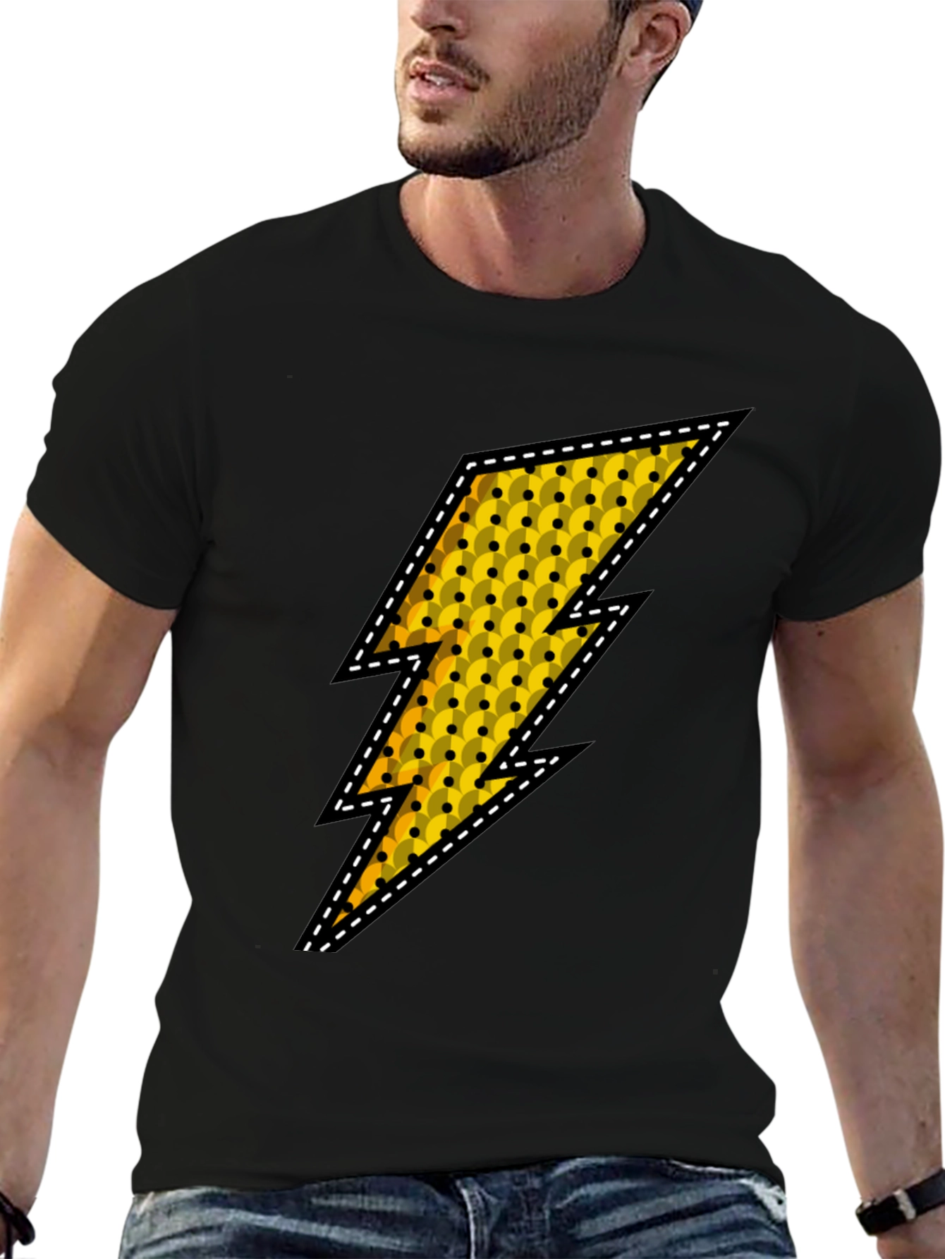 Lightning Bolt Graphic Tee - Black Casual Shirt