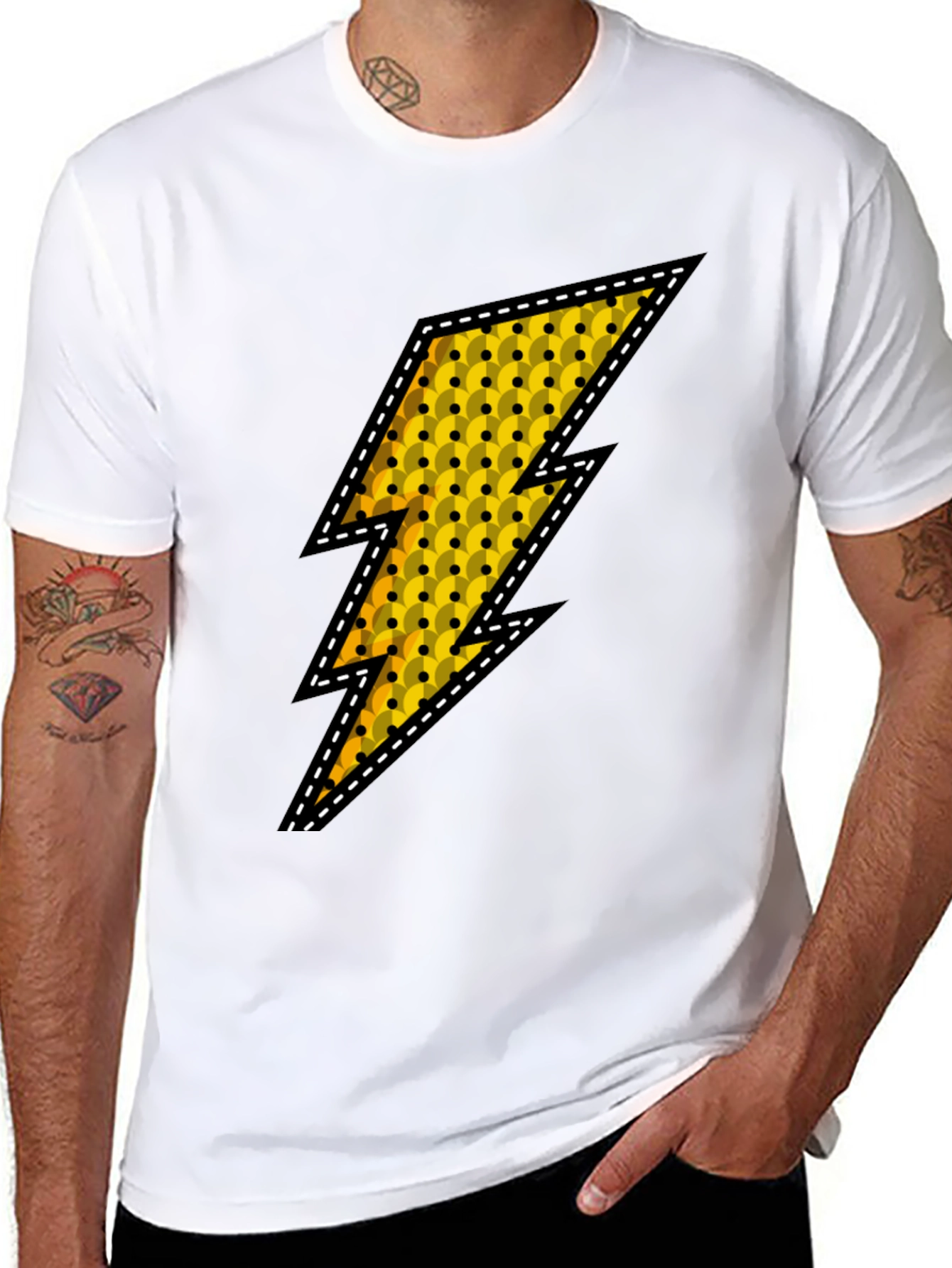 Lightning Bolt Graphic Tee - Black Casual Shirt