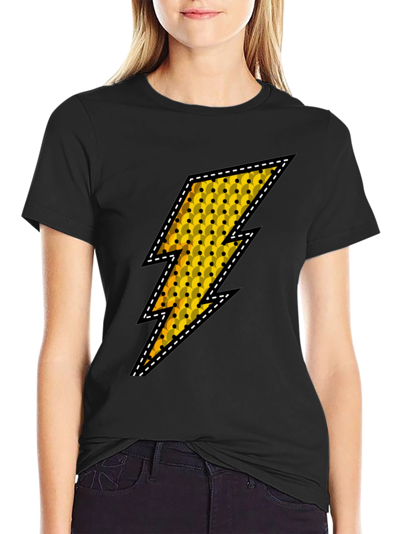 Lightning Bolt Graphic Tee - Black Casual Shirt