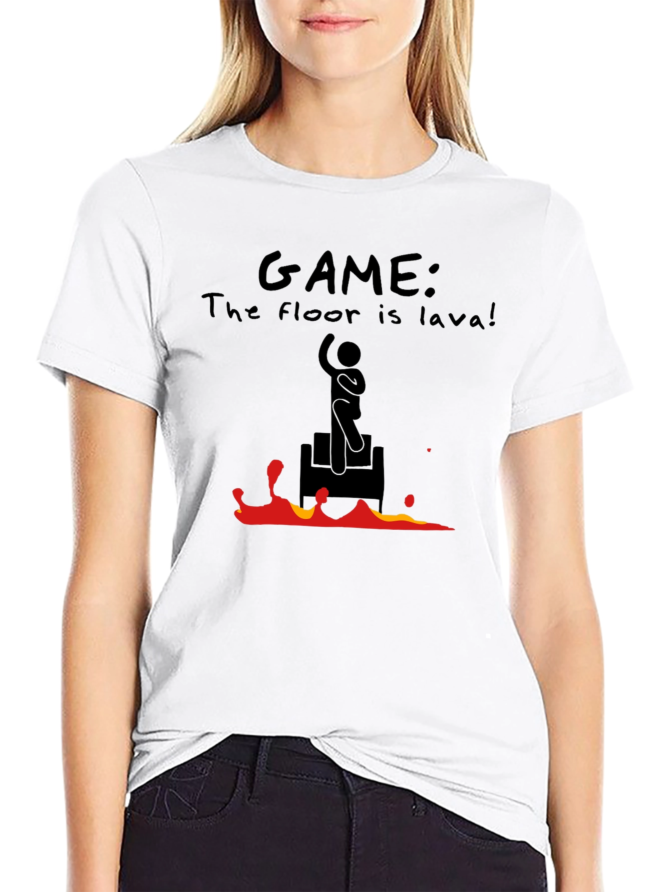 The Floor is Lava Game Black T-Shirt