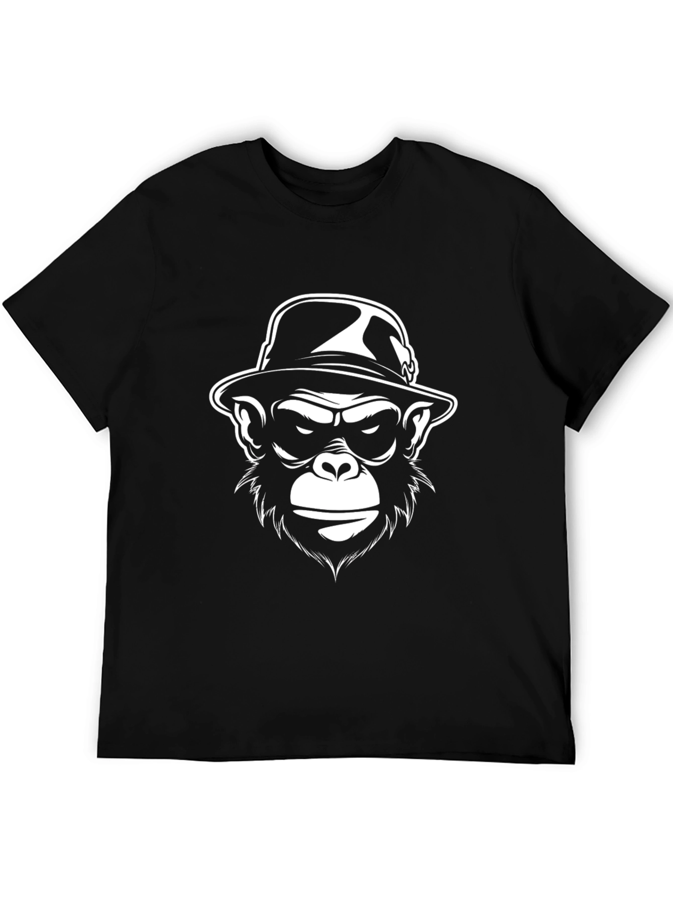 Cool Ape in Hat Graphic Black T-Shirt
