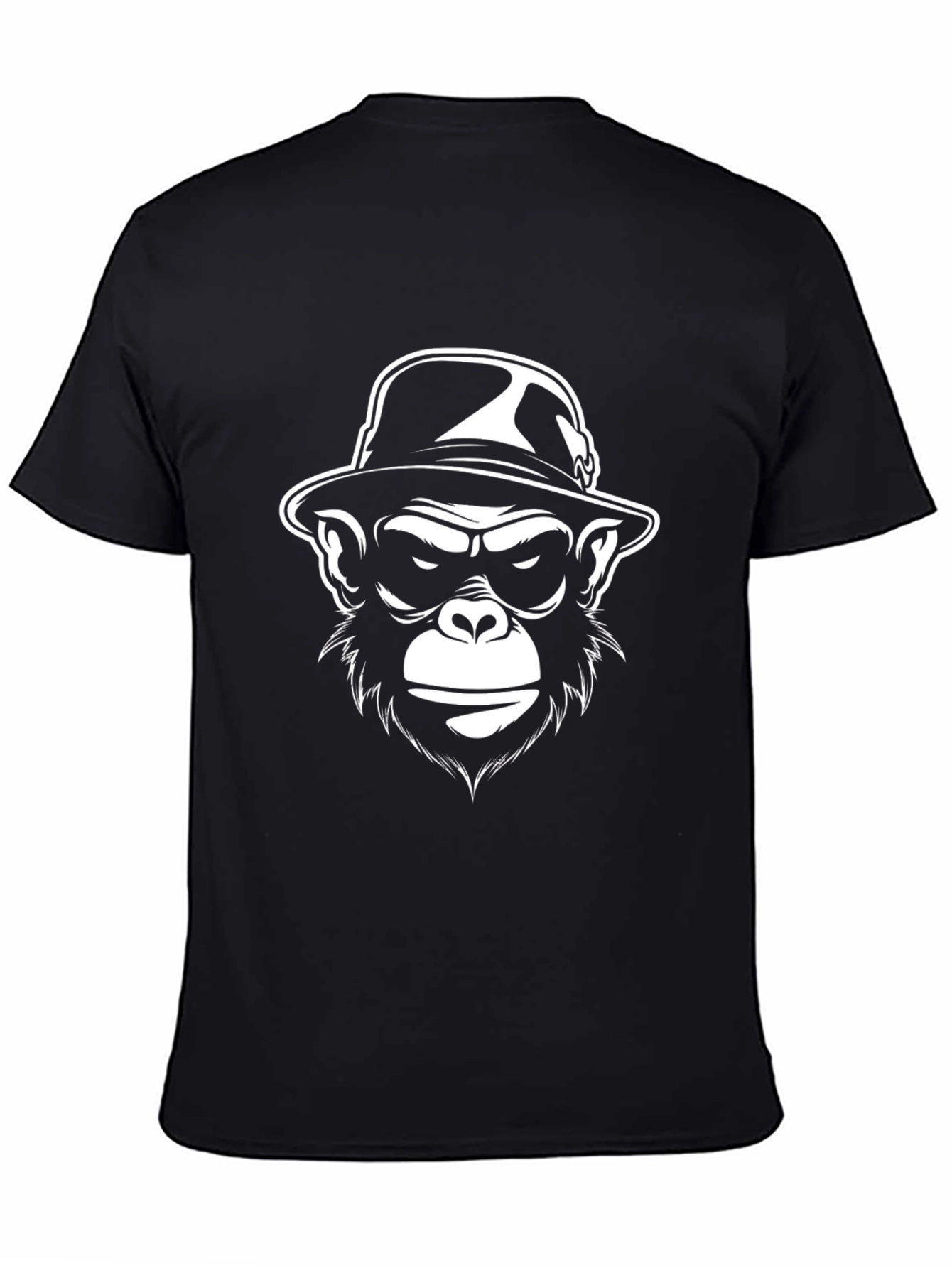 Cool Ape in Hat Graphic Black T-Shirt