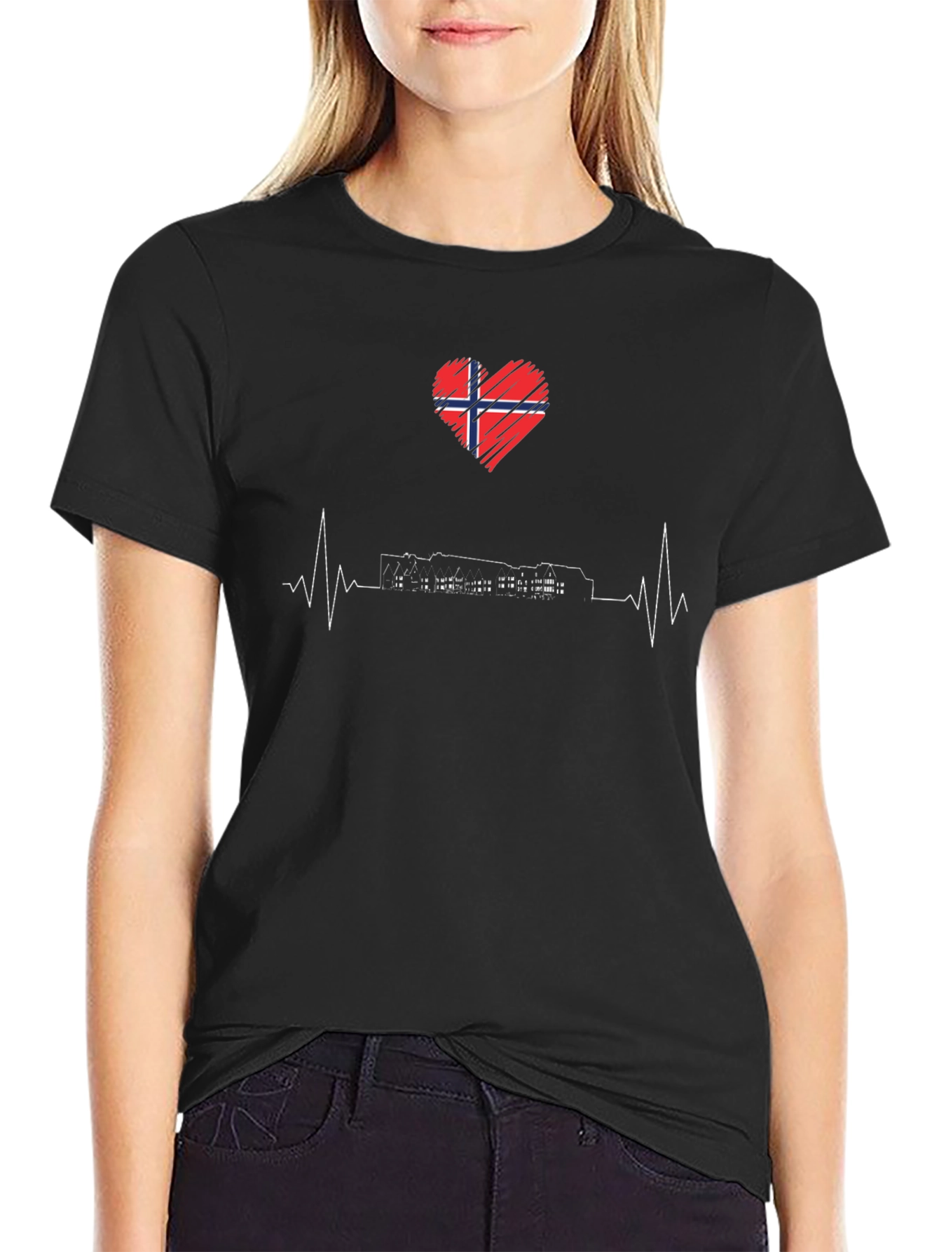 Norway Heartbeat Black T-Shirt