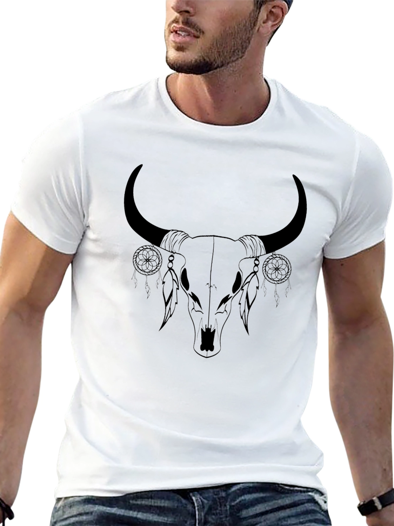Bull Skull Dream Catcher Graphic Tee