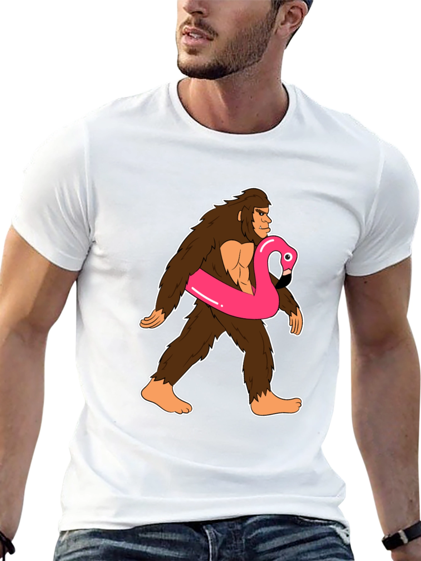 Sasquatch Flamingo T-Shirt: Funny Bigfoot Summer Style
