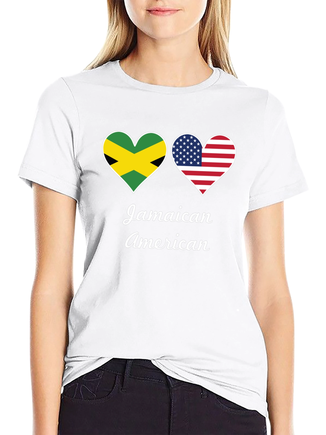 Jamaican American Flag Heart T-Shirt
