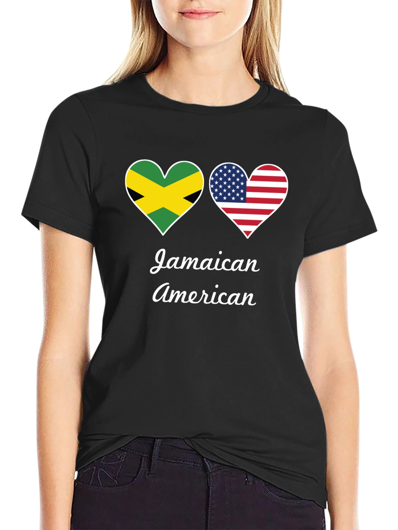 Jamaican American Flag Heart T-Shirt