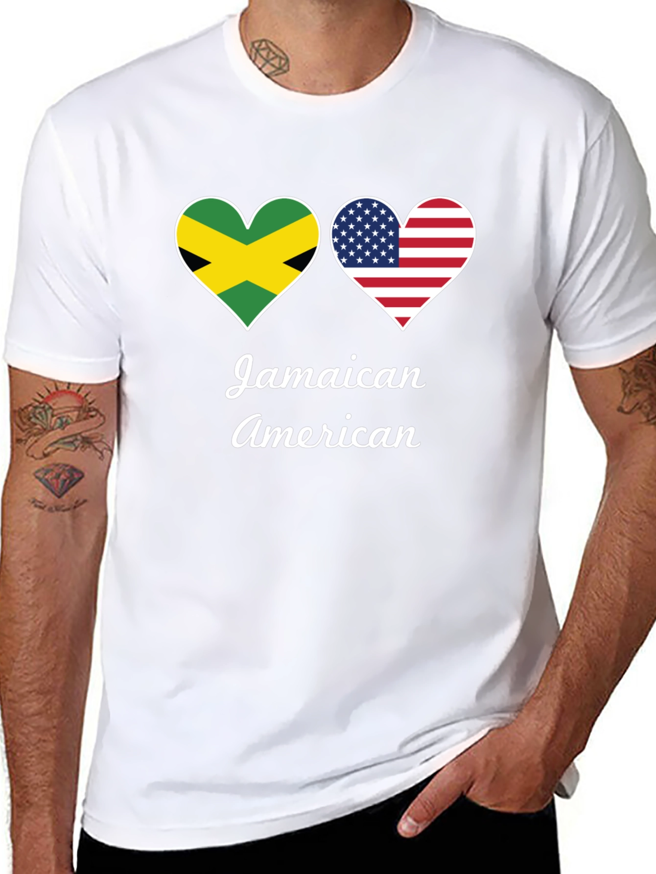 Jamaican American Flag Heart T-Shirt