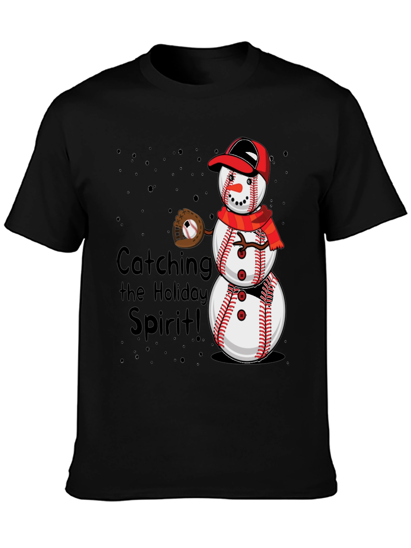 Baseball Snowman Holiday T-Shirt
