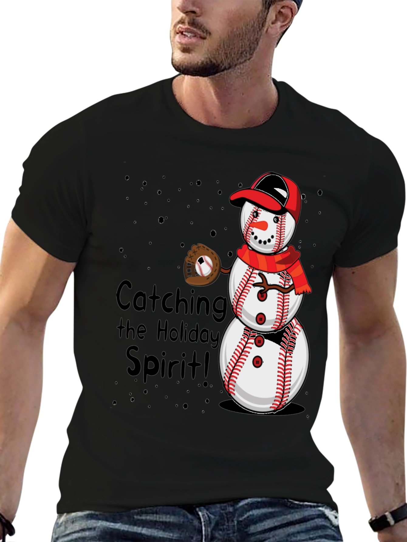 Baseball Snowman Holiday T-Shirt