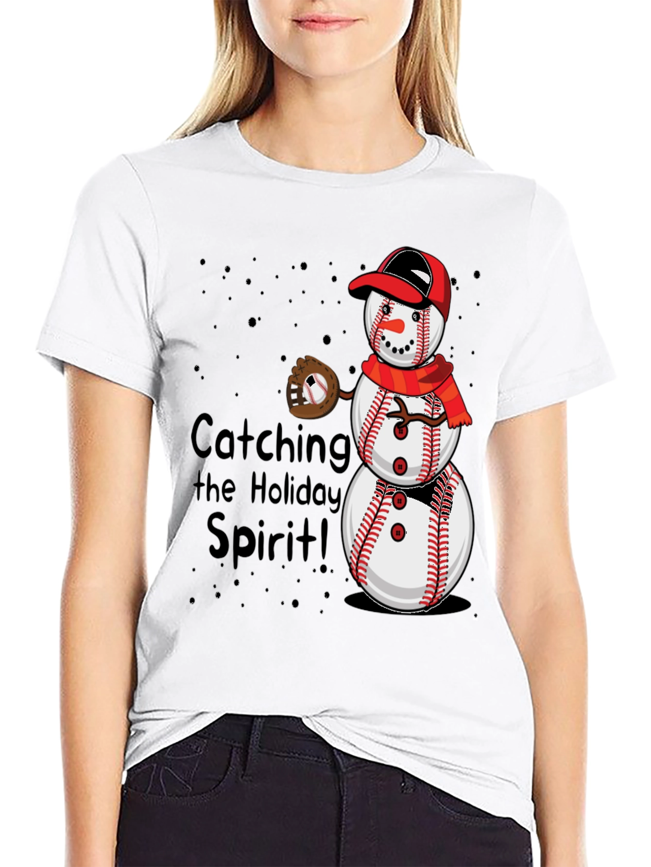 Baseball Snowman Holiday T-Shirt
