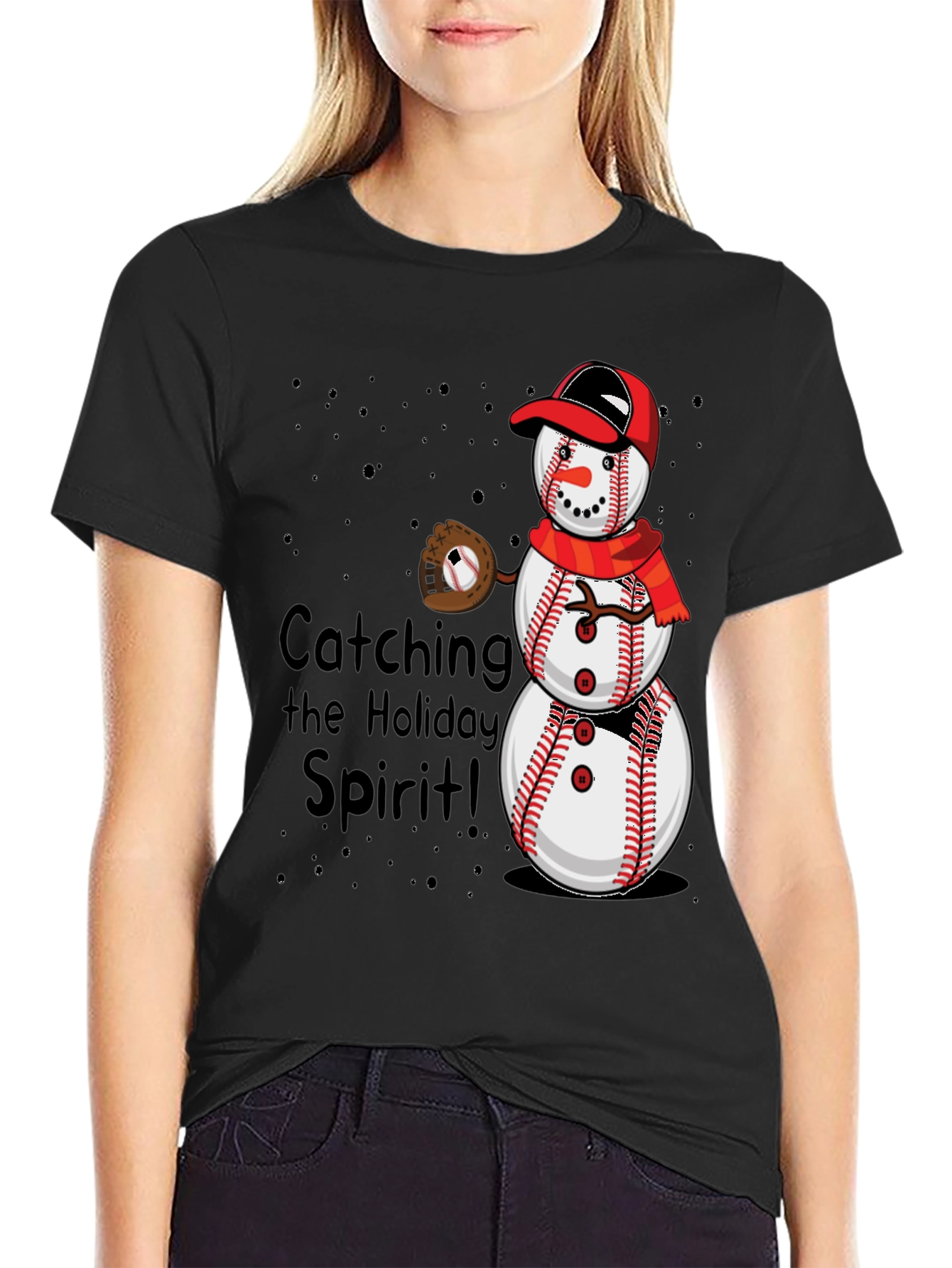 Baseball Snowman Holiday T-Shirt