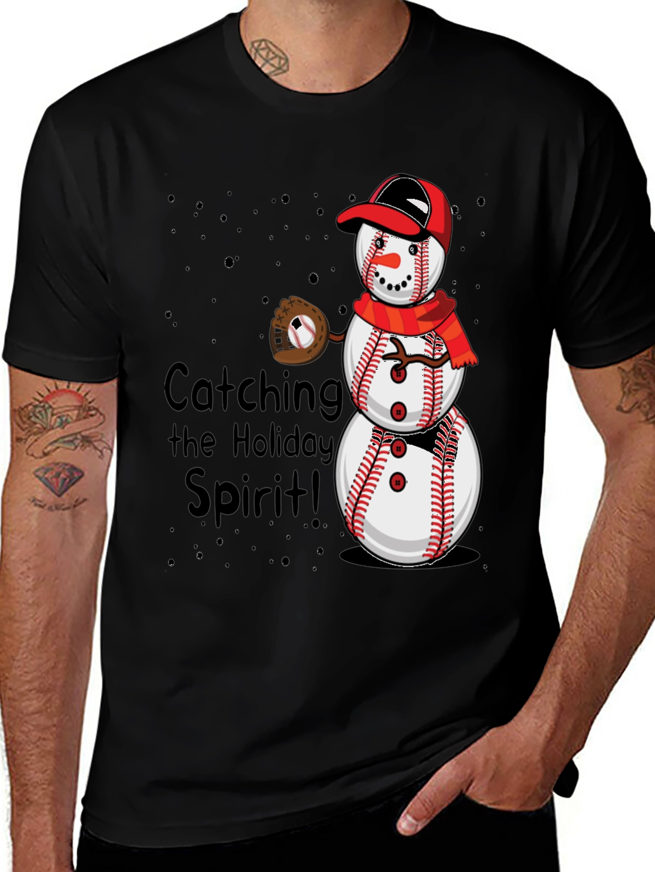 Baseball Snowman Holiday T-Shirt